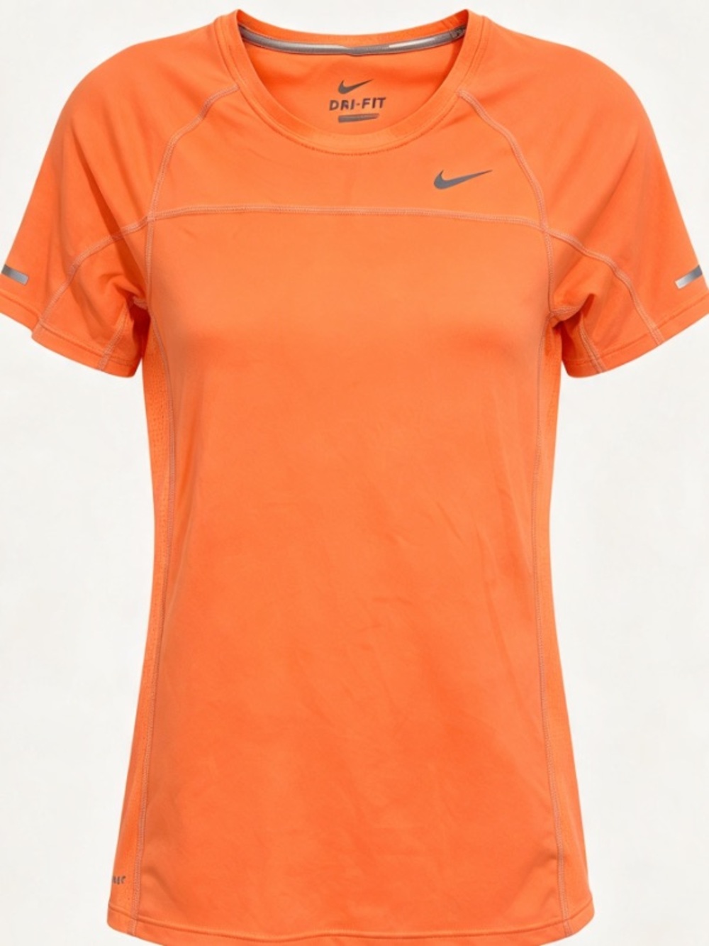 Nike Running Dri-FIT Orange Mesh Panel Reflective Short Sleeve Shirt XS